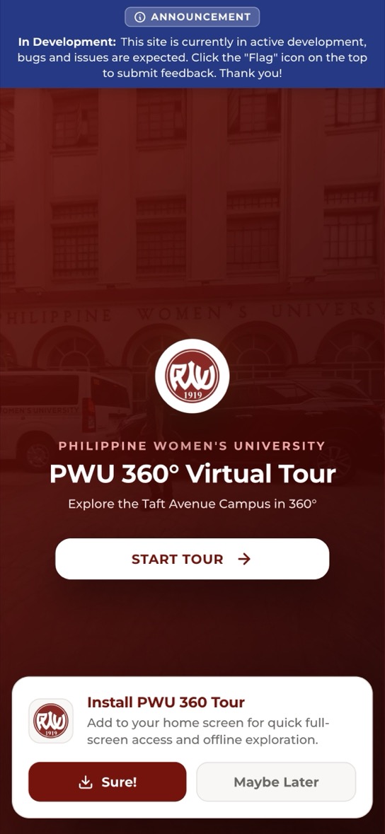 PWU campus tour on a phone